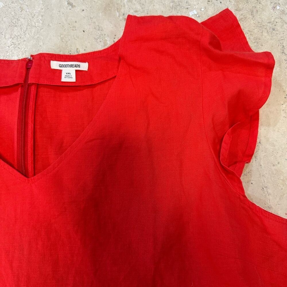 Goodthreads‎ Womens Washed Linen Blend Flutter Sleeve Peasant Dress Coral XXL - Picture 4 of 7